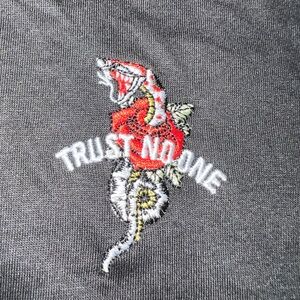 Black Snake and Rose Embroidered Graphic Tee